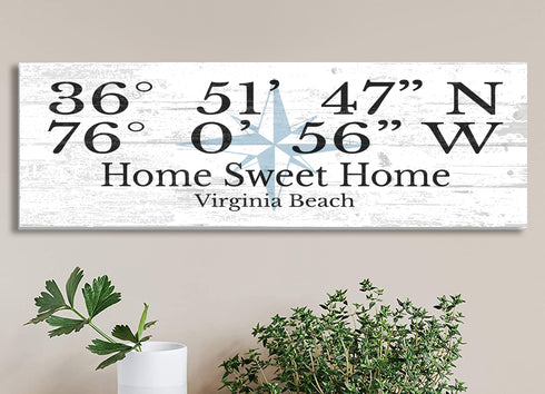 Solid Wood GPS Sign For Home Or Special Place Location - 16.5in x 5.5in x .75in