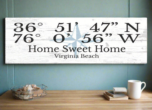 Solid Wood GPS Sign For Home Or Special Place Location - 16.5in x 5.5in x .75in