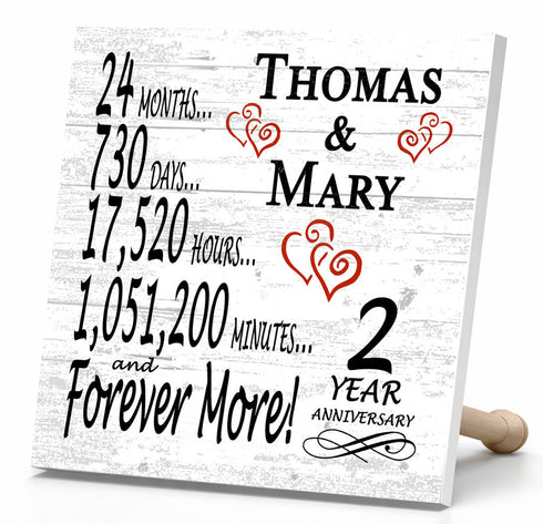 Personalized Anniversary Gift Plaque by Year With Names
