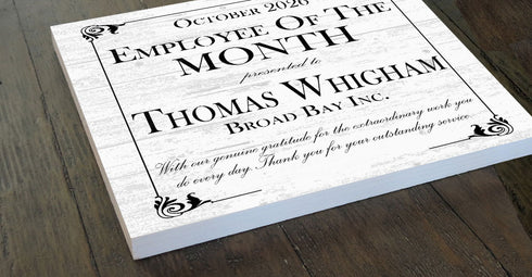 Employee of the Month Award Plaque – Personalized Recognition Gift with Name, Company, Message & Date