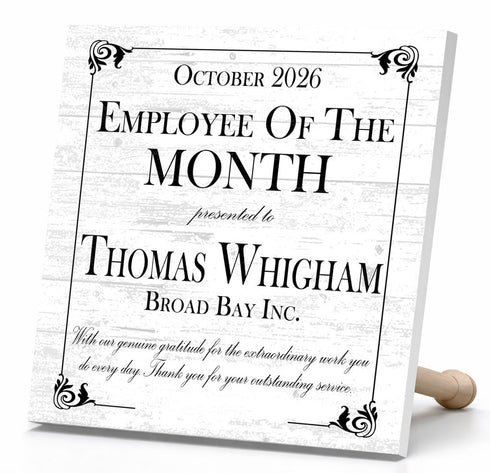 Employee of the Month Award Plaque - Personalized Workplace Recognition Gift