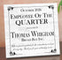 Employee of the Quarter Award Plaque - Personalized Recognition Gift with Name & Company