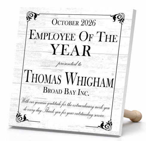 Employee of the Year Award Plaque - Personalized Recognition Gift with Name & Company