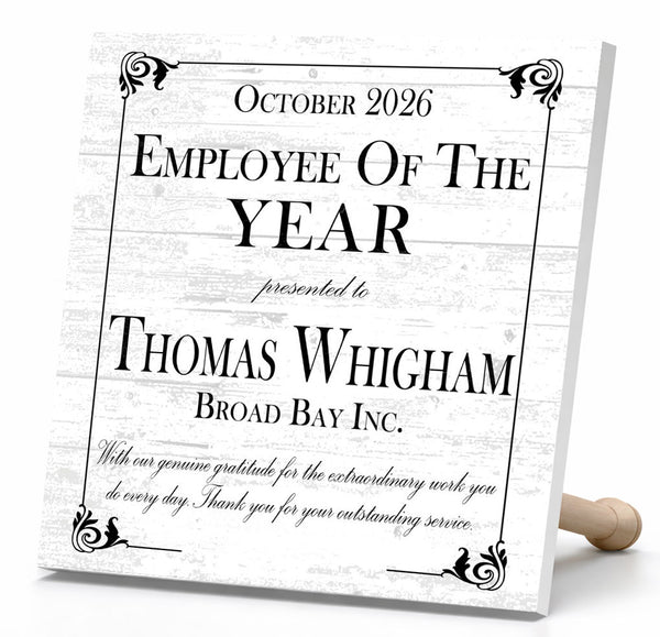Employee of the Year Award Plaque - Personalized Recognition Gift with Name & Company