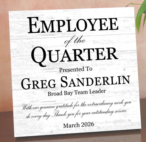 Employee of the Quarter Award Plaque – Personalized Recognition Gift with Name, Title, Message & Date