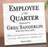 Employee of the Quarter Award Plaque – Personalized Recognition Gift with Name, Title, Message & Date