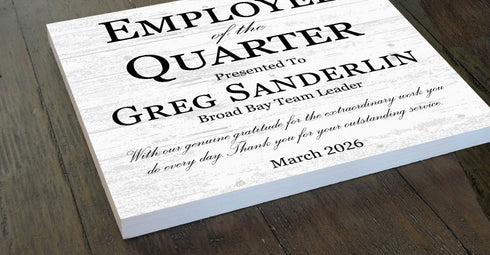 Employee of the Quarter Award Plaque – Personalized Recognition Gift with Name, Title, Message & Date