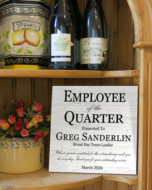 Employee of the Quarter Award Plaque – Personalized Recognition Gift with Name, Title, Message & Date