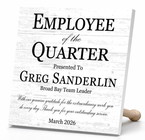 Employee of the Quarter Award Plaque - Personalized Recognition Gift