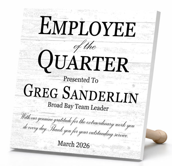 Employee of the Quarter Award Plaque - Personalized Recognition Gift