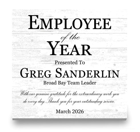 Employee of the Year Award Plaque – Personalized Recognition Gift with Name, Title, Message & Date