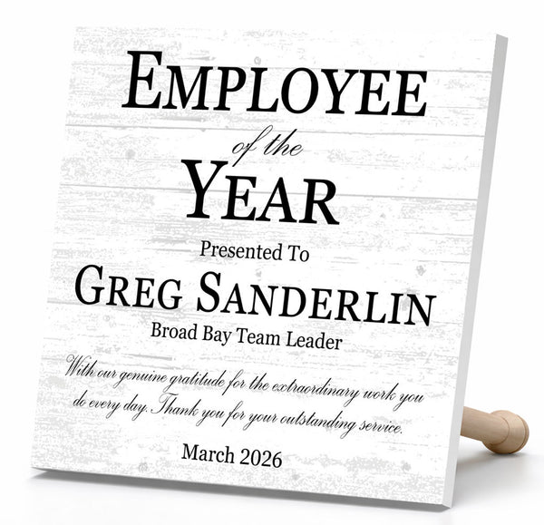 Employee of the Year Award Plaque - Personalized Annual Recognition Gift
