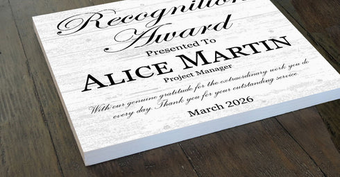 Recognition Award Plaque - Personalized Employee Appreciation Gift
