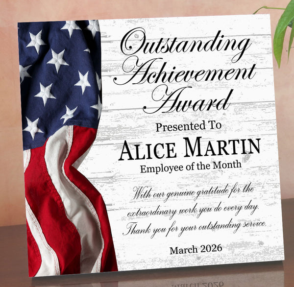 Personalized Outstanding Achievement Award Plaque – Custom Recognition Gift for Employee, Service or Excellence