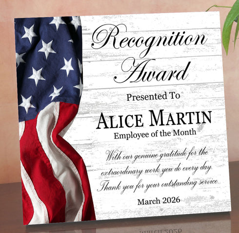 Recognition Award Plaque - Personalized Employee Appreciation & Service Gift