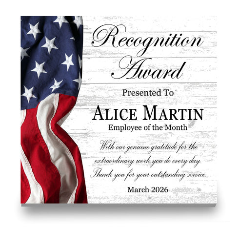 Recognition Award Plaque - Personalized Employee Appreciation & Service Gift