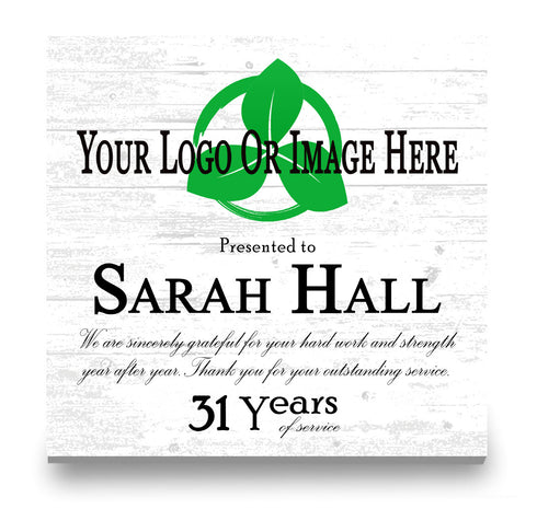 Years of Service Award Plaque with Logo – Personalized Employee Recognition Gift with Name, Company Message & Year