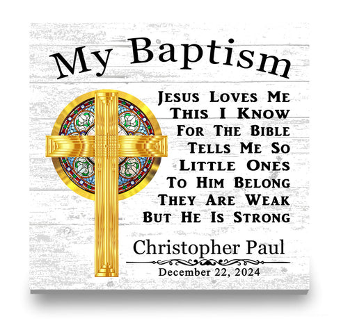 Personalized Baptism Plaque – Custom Christian Gift with Name & Date