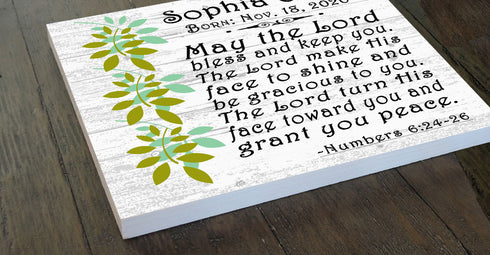Personalized Christian Baby Blessing Plaque – Custom Scripture Gift with Name & Birth Date