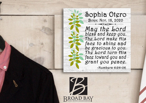 Personalized Christian Baby Blessing Plaque – Custom Scripture Gift with Name & Birth Date