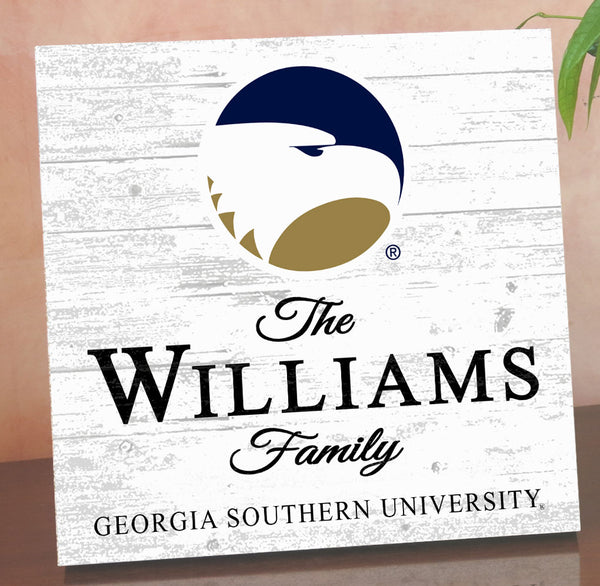 Personalized Georgia Southern Family Name Sign – Custom Georgia Southern University Wood Wall Decor – Eagles Gift