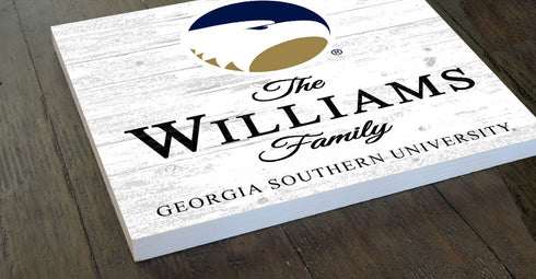 Personalized Georgia Southern Family Name Sign – Custom Georgia Southern University Wood Wall Decor – Eagles Gift