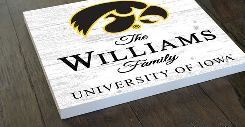 Personalized Iowa Hawkeyes Family Name Sign – Custom University of Iowa Wood Wall Decor – Hawkeyes Gift