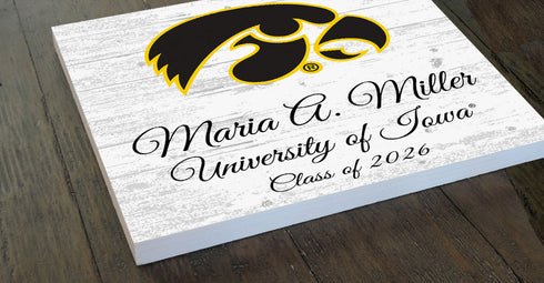 Personalized University of Iowa Graduation Sign – Custom Name & Class Year Gift for Hawkeyes Students, Alumni & Graduates