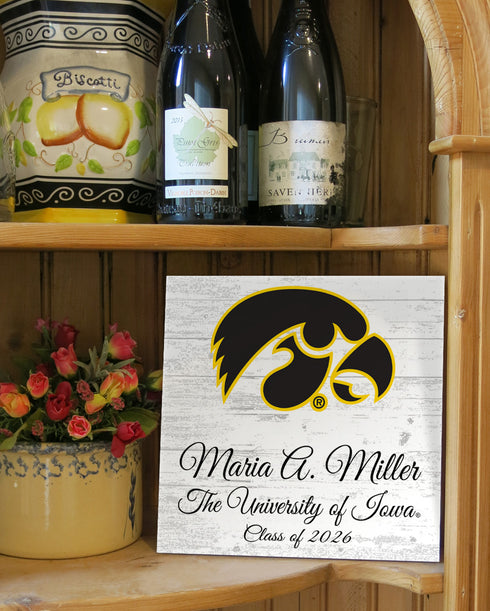 Official University of Iowa Class Year Plaque with Name - Gift For Alumni, Students, Graduation