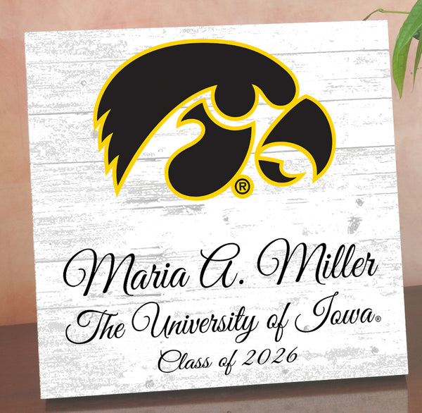Official University of Iowa Class Year Plaque with Name - Gift For Alumni, Students, Graduation