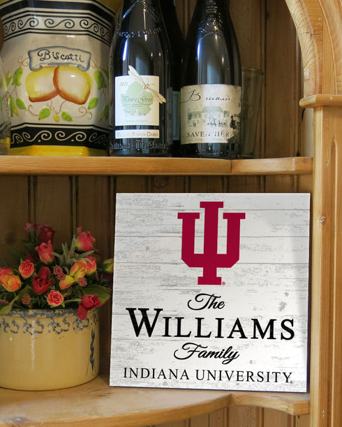 Personalized Indiana Hoosiers Family Name Sign – Custom Indiana University Wood Wall Decor – Hoosiers Gift