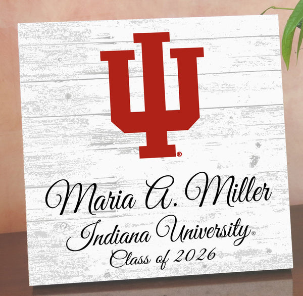 Indiana University Class Year Plaque With Name – Personalized for Student, Alumni or Graduation Gift