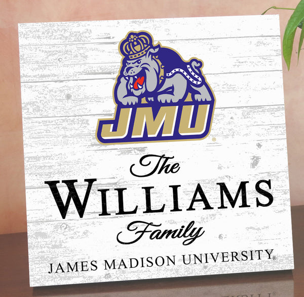 Personalized JMU Family Name Sign – Custom James Madison University Wood Wall Decor – Dukes Gift