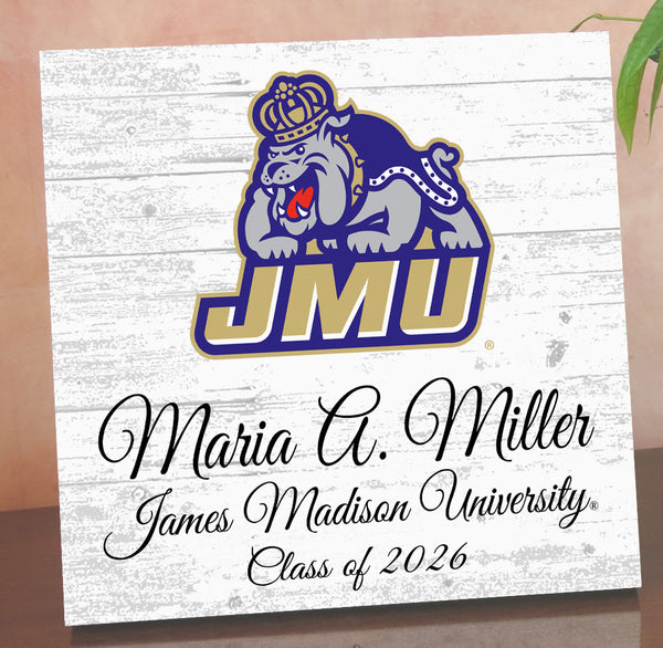 Official JMU Class Year Gift Plaque with Name - For James Madison University Students, Alumni, Graduation