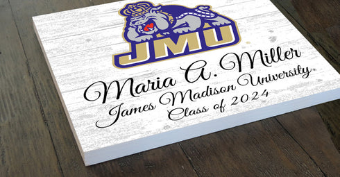 Official JMU Class Year Gift Plaque with Name - For James Madison University Students, Alumni, Graduation