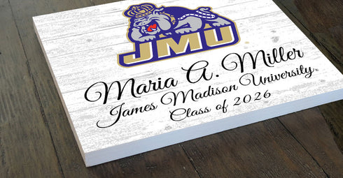 Official JMU Class Year Gift Plaque with Name - For James Madison University Students, Alumni, Graduation