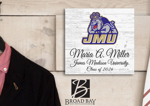 Official JMU Class Year Gift Plaque with Name - For James Madison University Students, Alumni, Graduation