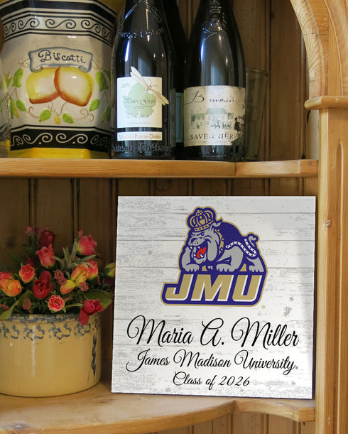 Official JMU Class Year Gift Plaque with Name - For James Madison University Students, Alumni, Graduation