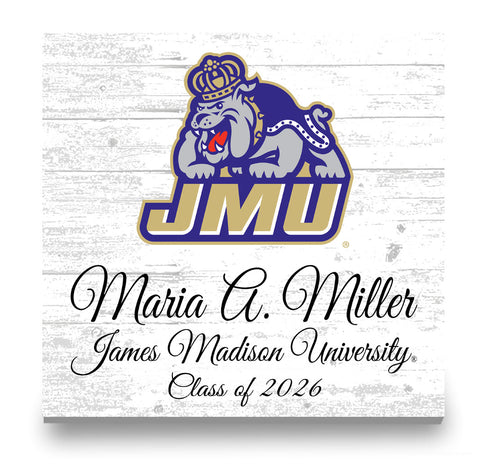 Official JMU Class Year Gift Plaque with Name - For James Madison University Students, Alumni, Graduation