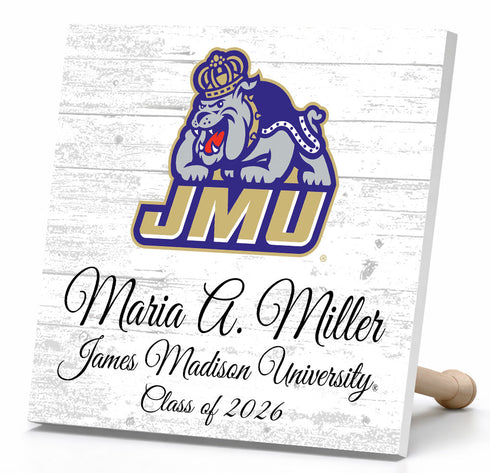 Official JMU Class Year Gift Plaque with Name - For James Madison University Students, Alumni, Graduation