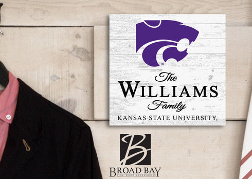 Personalized Kansas State Wildcats Family Name Sign – Custom K-State Wood Wall Decor – Wildcats Gift