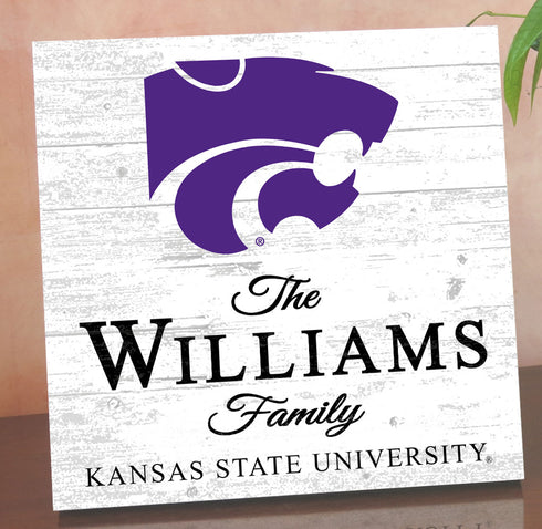 Personalized Kansas State Wildcats Family Name Sign – Custom K-State Wood Wall Decor – Wildcats Gift