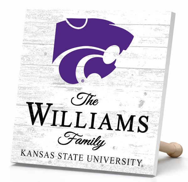 Personalized Kansas State Wildcats Family Name Sign – Custom K-State Wood Wall Decor – Wildcats Gift