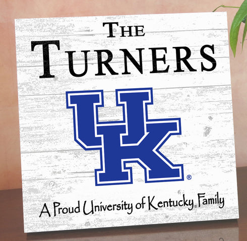University of Kentucky Wildcats Proud Family Sign – Personalized Family Name Square Wood Plaque – Officially Licensed Kentucky Decor