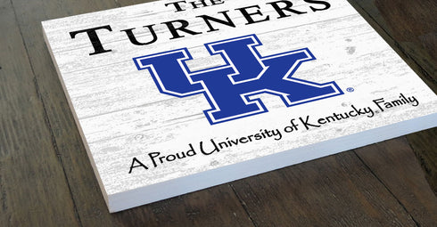 University of Kentucky Wildcats Proud Family Sign – Personalized Family Name Square Wood Plaque – Officially Licensed Kentucky Decor