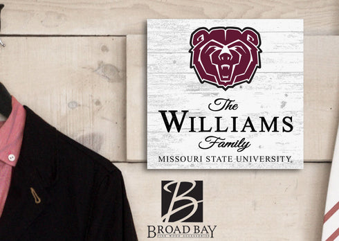 Personalized Missouri State Bears Family Name Sign – Custom Missouri State University Wood Wall Decor – Bears Gift