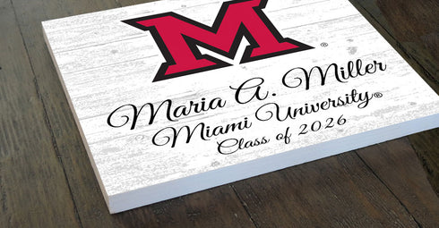 Miami University Class Year Plaque With Name - Personalized for Student, Alumni or Graduation Gift