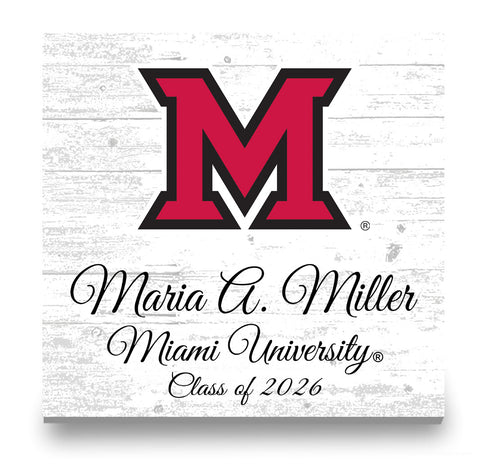 Miami University Class Year Plaque With Name - Personalized for Student, Alumni or Graduation Gift