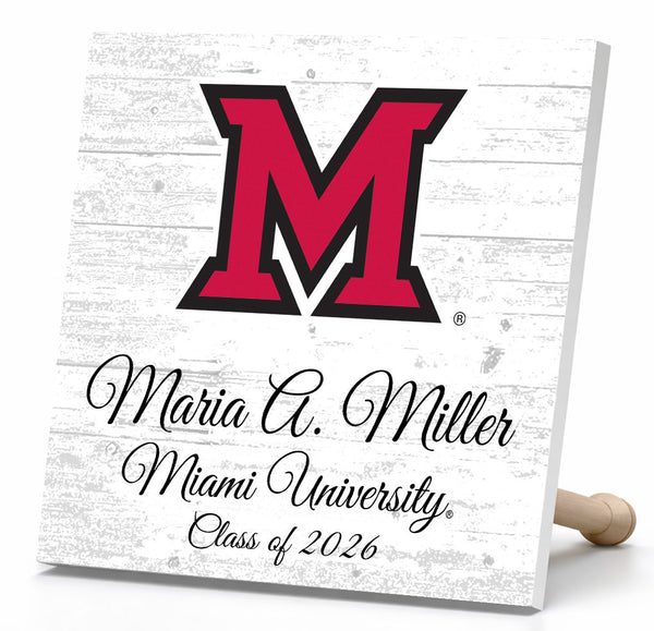Miami University Class Year Plaque With Name - Personalized for Student, Alumni or Graduation Gift