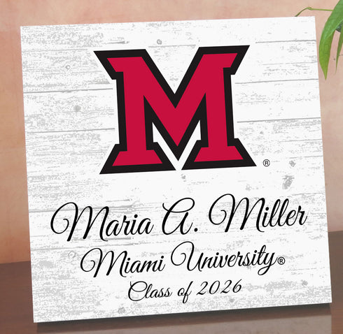 Miami University Class Year Plaque With Name - Personalized for Student, Alumni or Graduation Gift